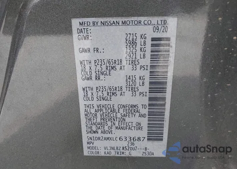 2020 Nissan Pathfinder S 4Wd from USA, damaged, VIN 5N1DR2AMXLC633687